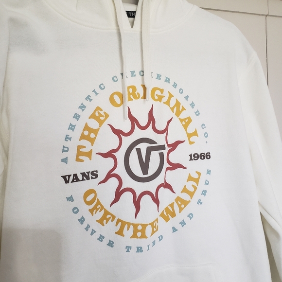 Vans The Original Off The Wall Hoodie Sweatshirt Pullover White Small - Picture 2 of 5